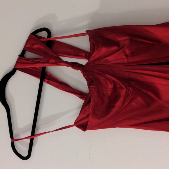 Red Silk One Should Holiday Dress - Picture 2 of 5